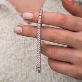 Silver Pink Zircon Stone Waterway Women's Bracelet